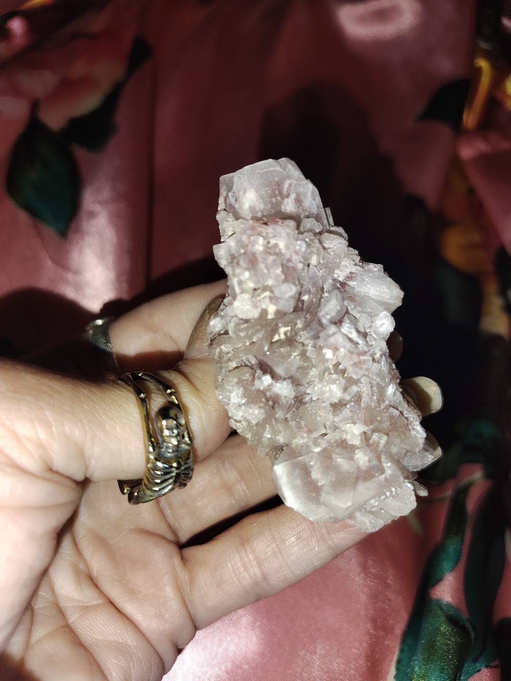 Handheld Pink Crystal Cluster Pendant - Unbranded